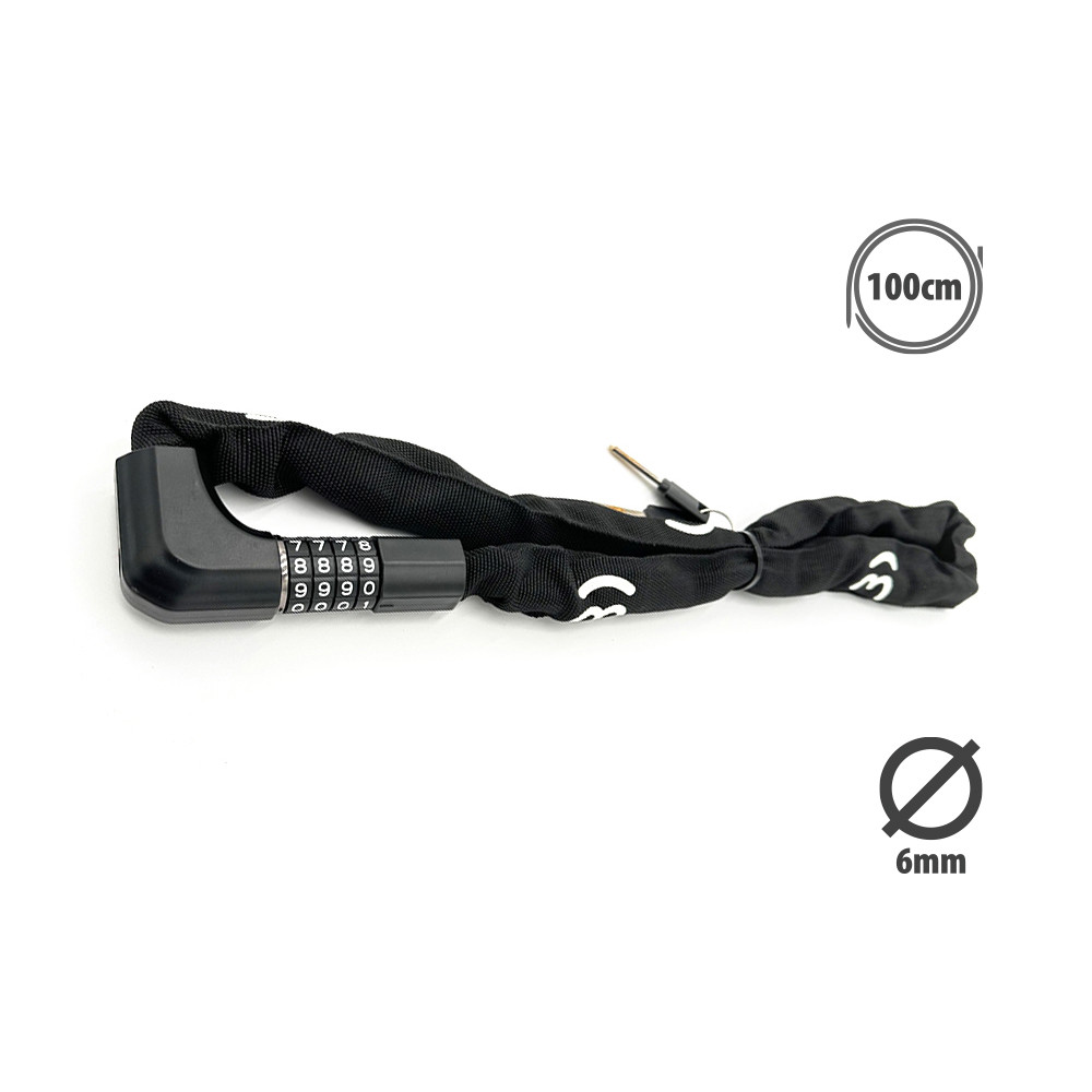 Kettenschloss Ø 6 mm Länge 1 m Code + Schlüssel