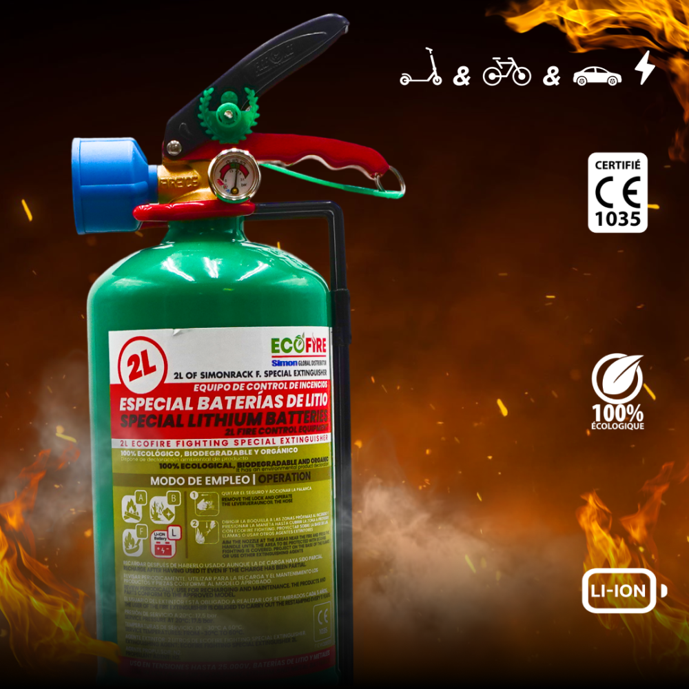 Extintor con batería de litio de 2 kg