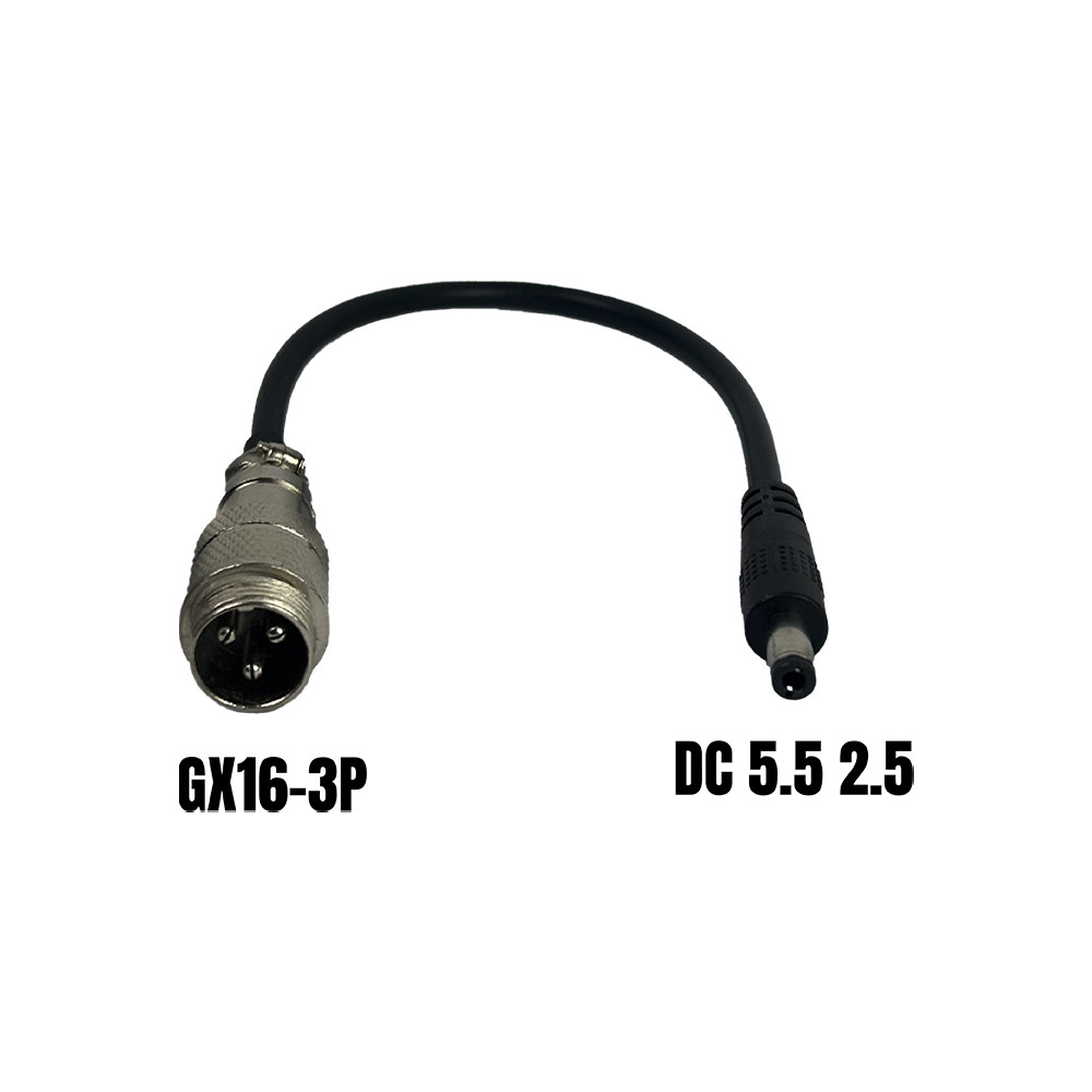 Adapter GX16-3P männlich auf DC 5.5 2,5mm weiblich