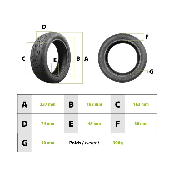 Pneu Voltek V6/Moovway Bw10 70/65-6.5 (255x70) renforcé pour trottinette électrique - wattiz
