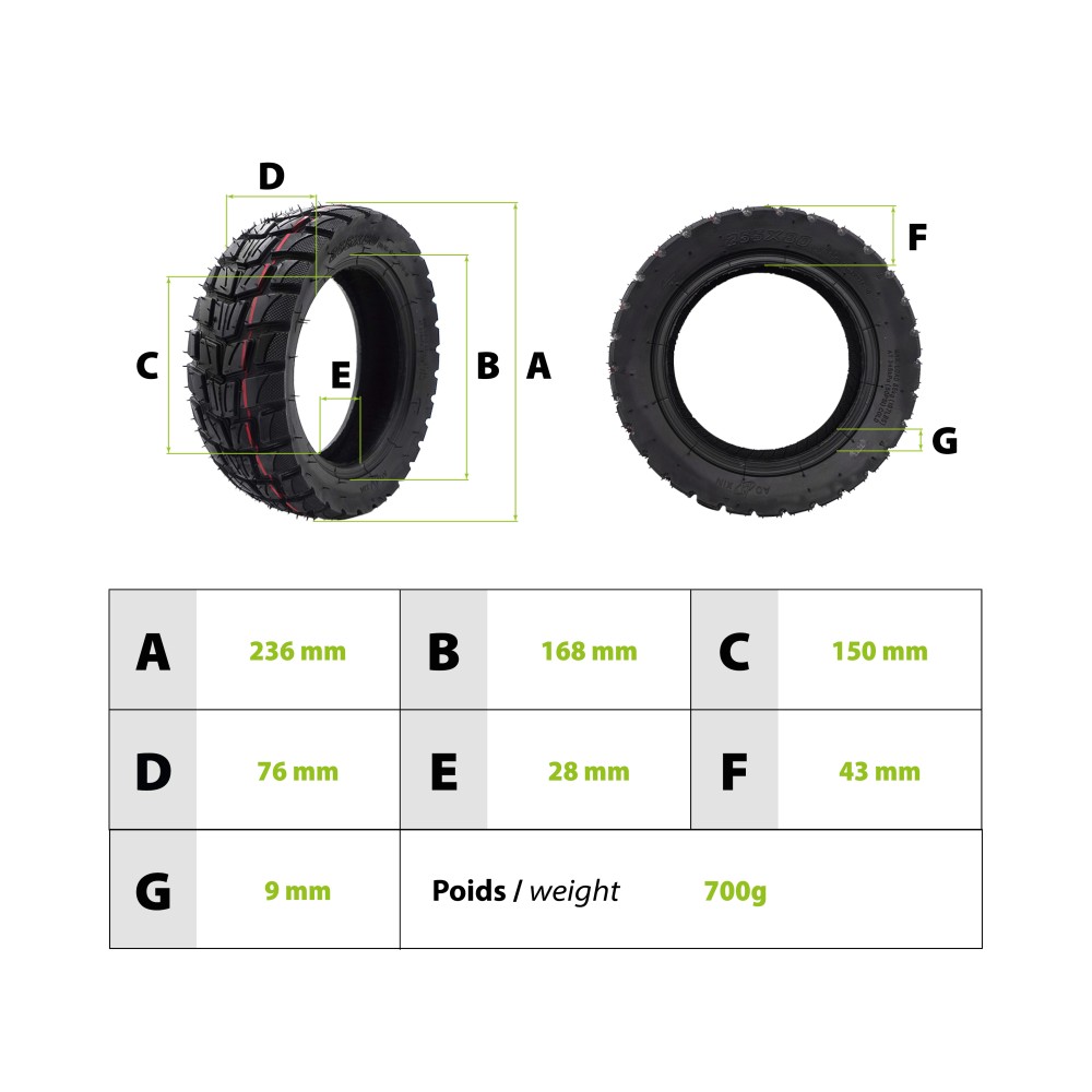 Neumático 80/65-6 offroad Zero 10X Kaabo Dualtron Victor