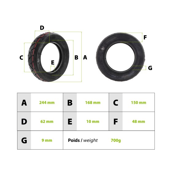 Pneu 10X2.50 renforcé Innova pour trottinette électrique - wattiz