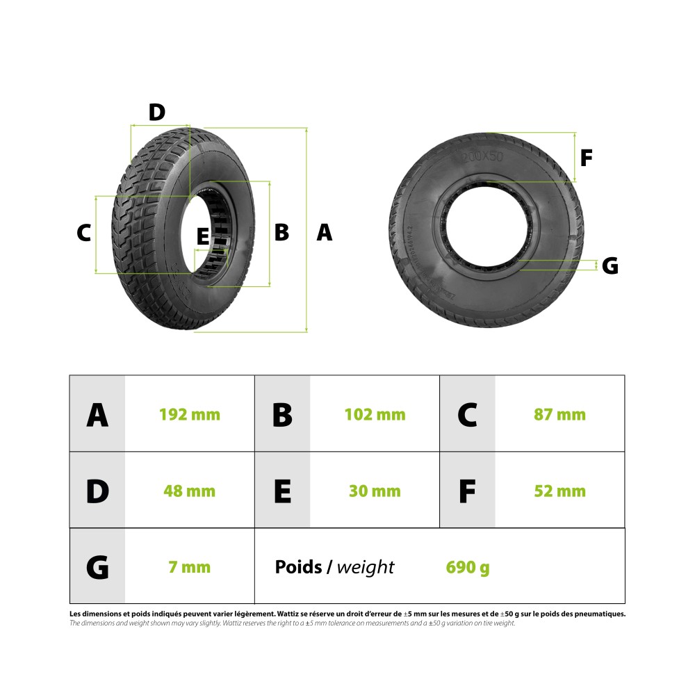 200x50 Solid Tire - 94mm Diameter