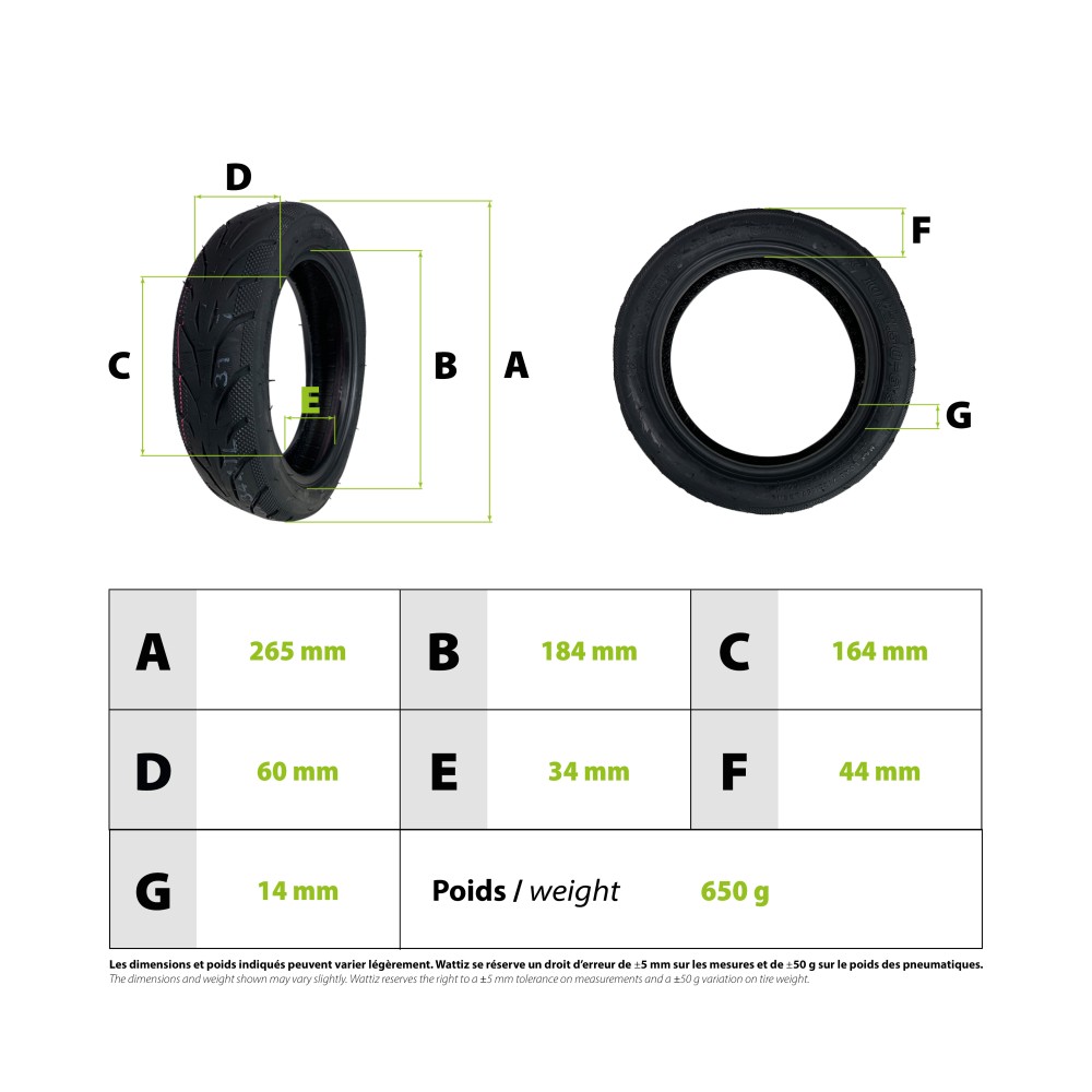 Tire 10x2.50-6.5 Ninebot F Series