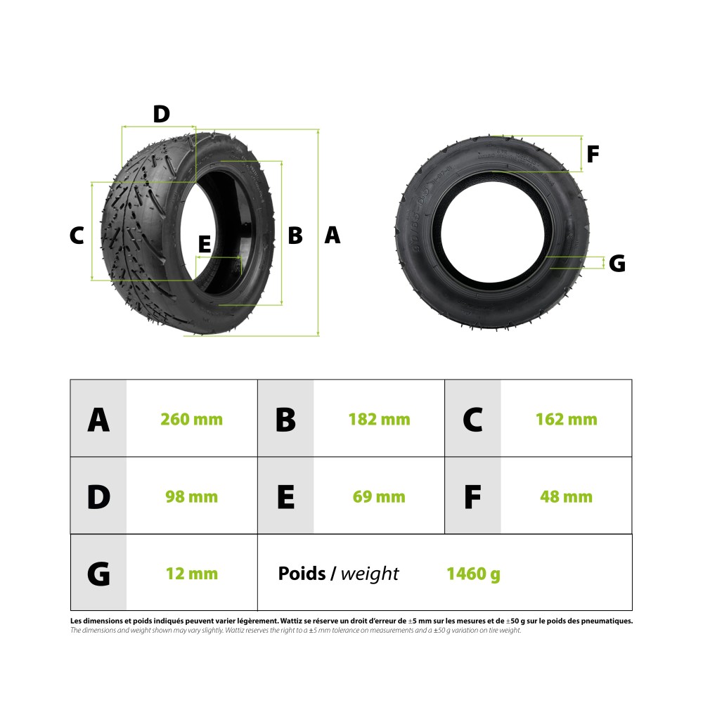 Neumático 90\/65-6.5 Sin cámara + Gel sellante para pinchazos