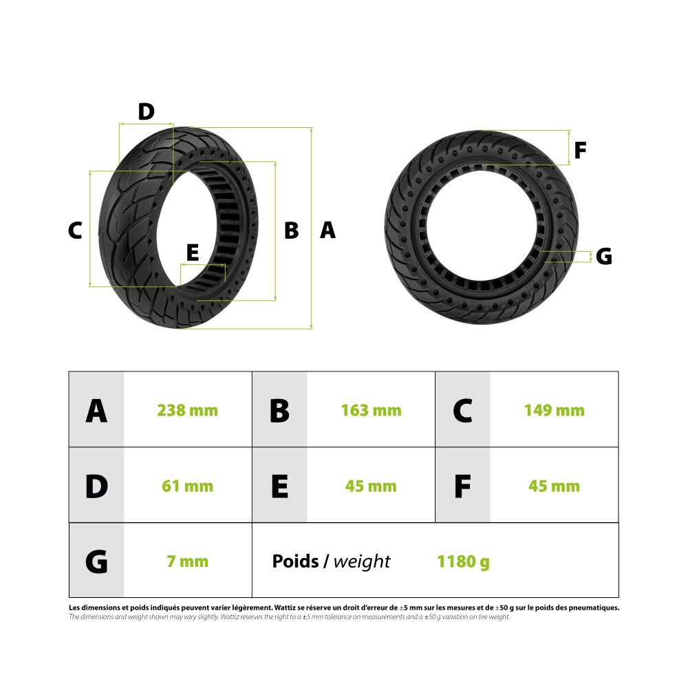 Solid tire 10x2.50-6.5 Ninebot G30