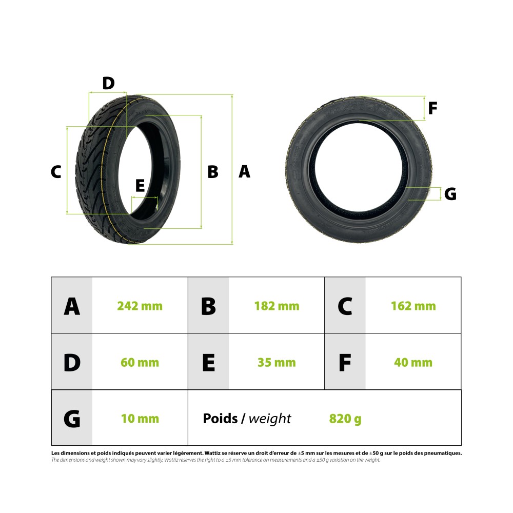 Neumático 60/70-6.5 sin cámara con gel para Ninebot