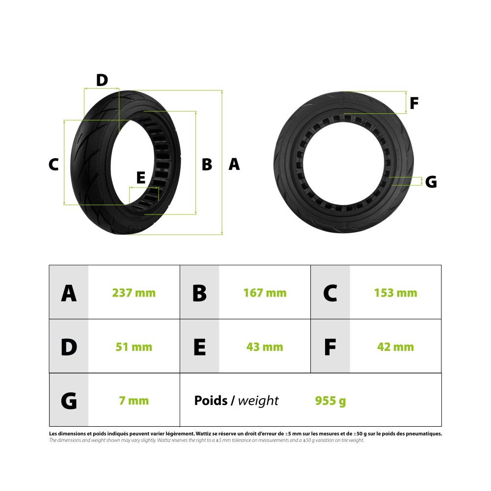 Vollgummireifen 10x2,125 Ninebot F Xiaomi Mi4
