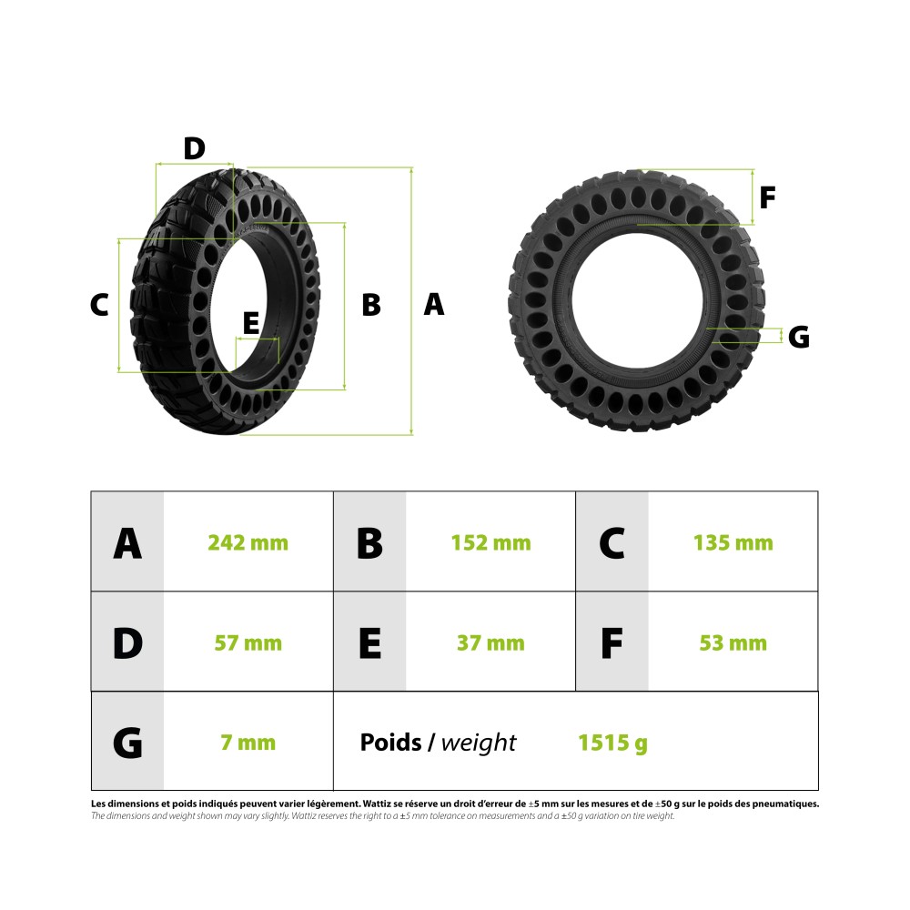 Vollgummireifen 10x2.50 - 36mm Geländereifen Kugoo M4 M4 Pro