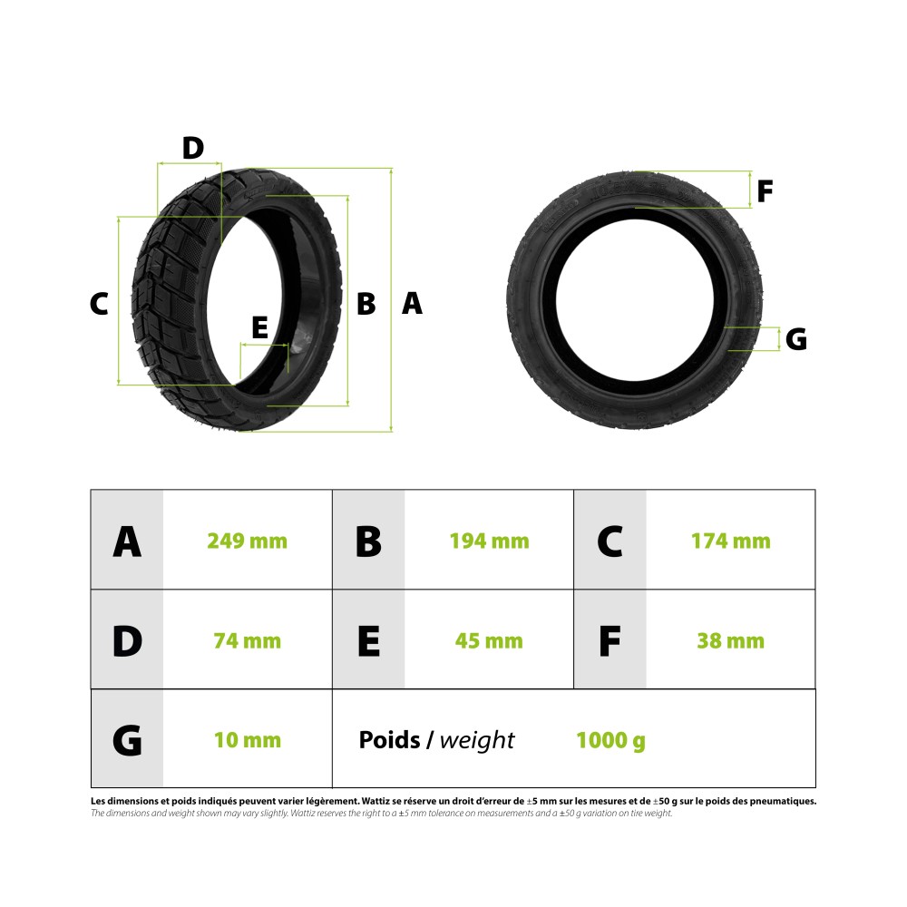 Off Road Reifen 10.5x2.75 tubeless mit Pannenschutzgel