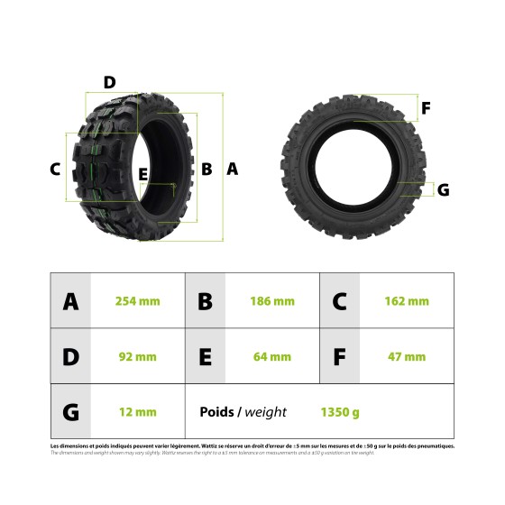 Pneu 90/65-6.5 offroad CST pour trottinette électrique - wattiz