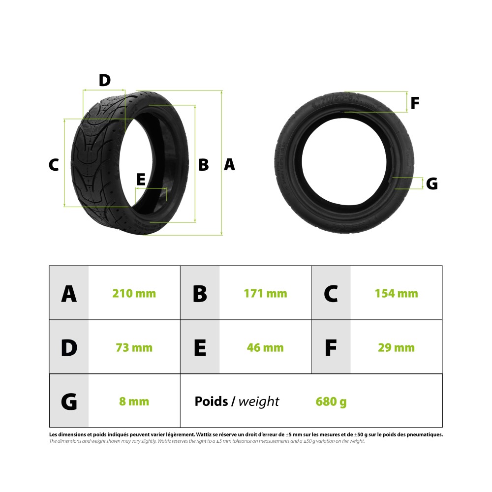 Neumático Dualtron Aminia 70/50-6.1 antipinchazos sin cámara (8.5x3)