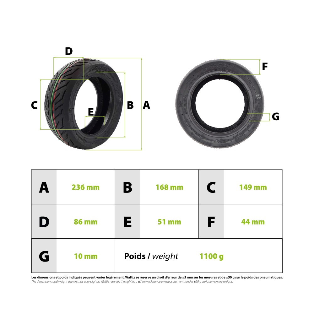 Pneu 10x3.00-6 CST tubeless avec gel anti crevaison Dualtron Victor Nami Klima