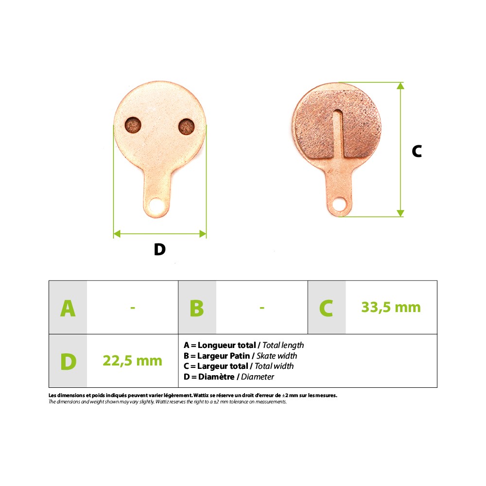 High performance sintered metal draisienne brake pads
