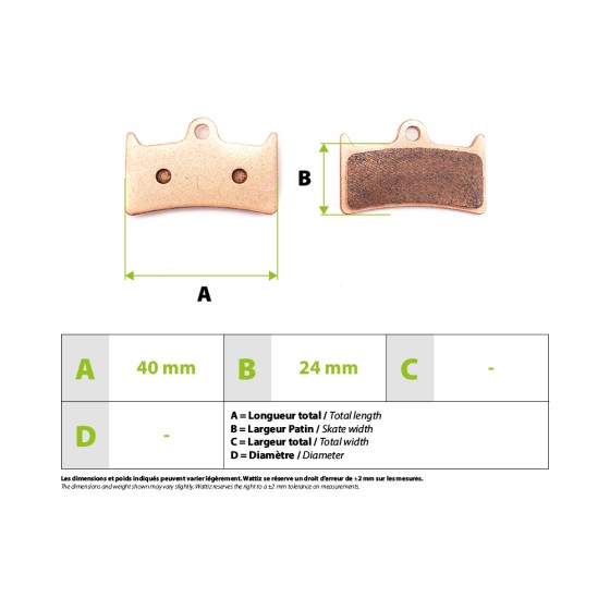 Plaquettes de freins Hope Tech4 V4 ceramique Metal Fritté Haute Performance pour trottinette électrique - Wattiz