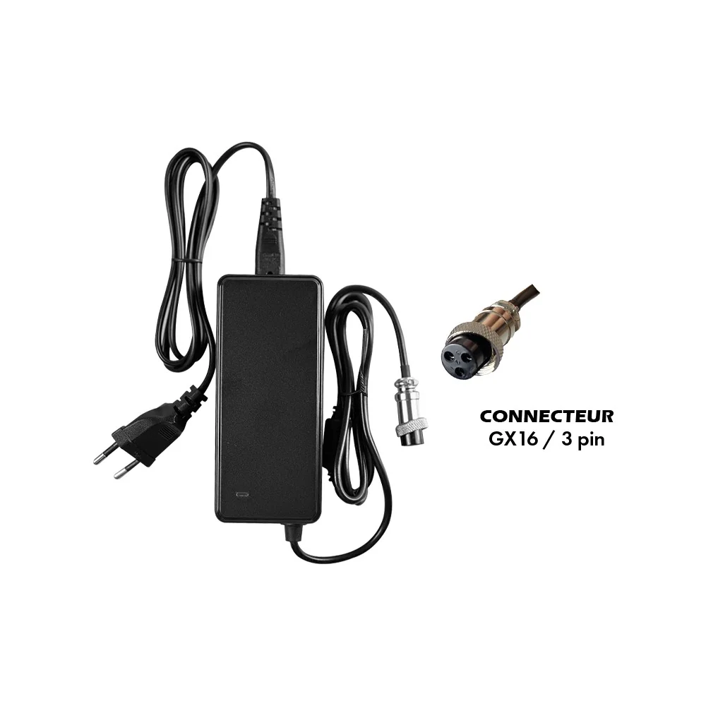 Cargador 36V ➡️ 42V \/ 2A (conector GX16-3p)